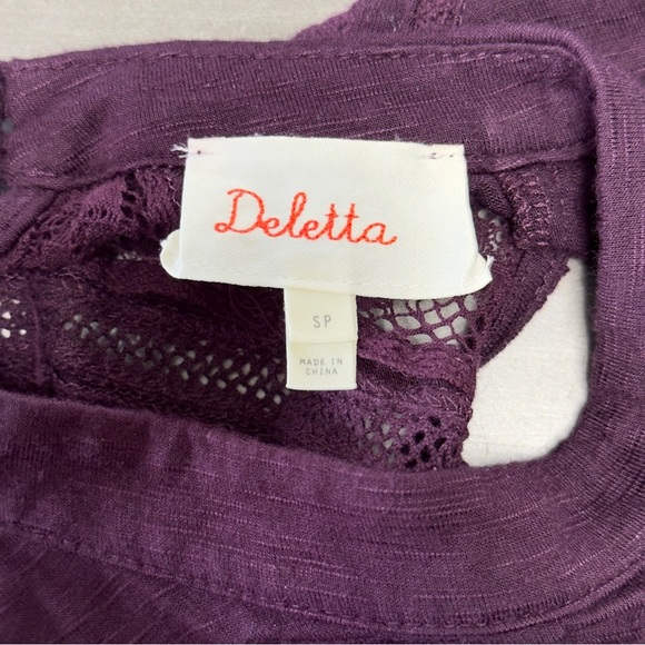 Anthropologie‎ Deletta Plum Purple Lace Detail Tank Top Blouse - Picture 4 of 10